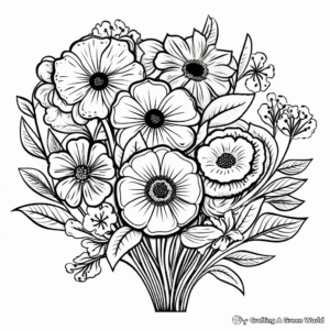 Spring Flower Bouquet Coloring Pages: A Variety of Blooms 1