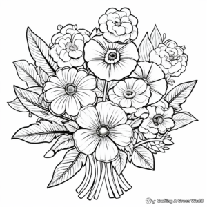 Spring Flower Bouquet Coloring Pages: A Variety of Blooms 3