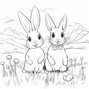 Spring Meadow Bunny Family Coloring Pages 3