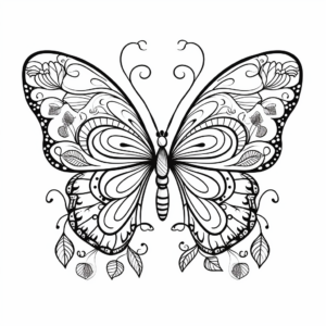 Spring Themed Heart Butterfly Coloring Pages 1