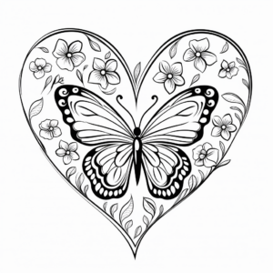Spring Themed Heart Butterfly Coloring Pages 3