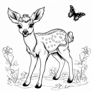 Springtime Fawn enjoyed with Butterflies Coloring Pages 3