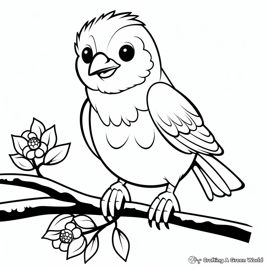 Springtime Robin Coloring Pages 1