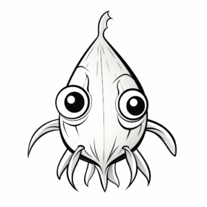 Squid Cartoon Sea Creature Coloring Pages 1