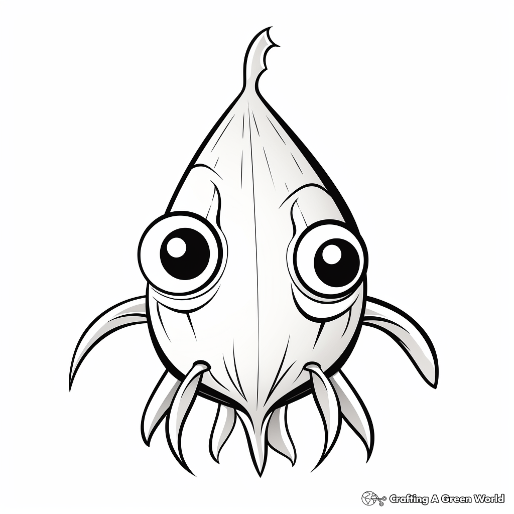 Squid Cartoon Sea Creature Coloring Pages 1