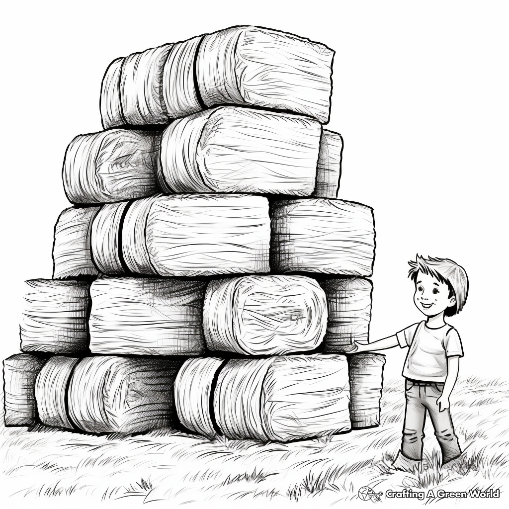 Stacked Hay Bales Coloring Pages 1
