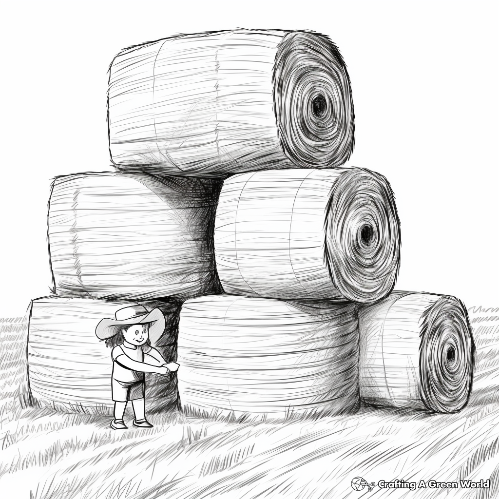 Stacked Hay Bales Coloring Pages 2