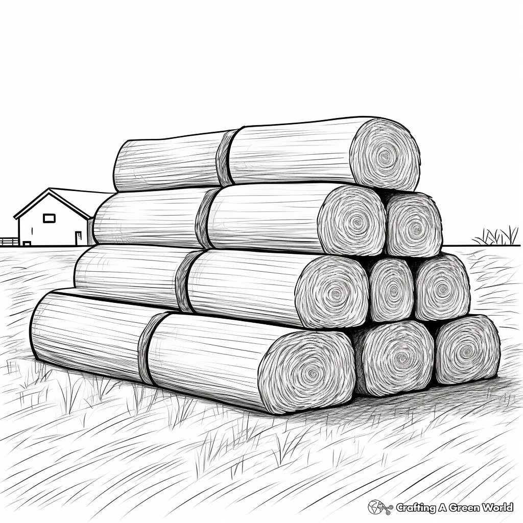 Stacked Hay Bales Coloring Pages 3