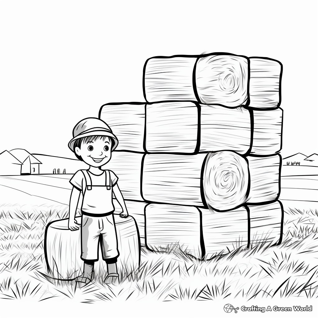 Stacked Hay Bales Coloring Pages 4