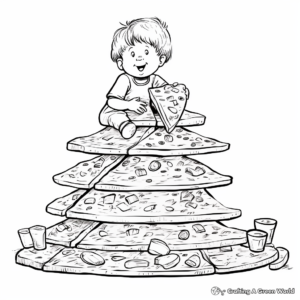 Stacked Pizza Slice Coloring Page for Children 1