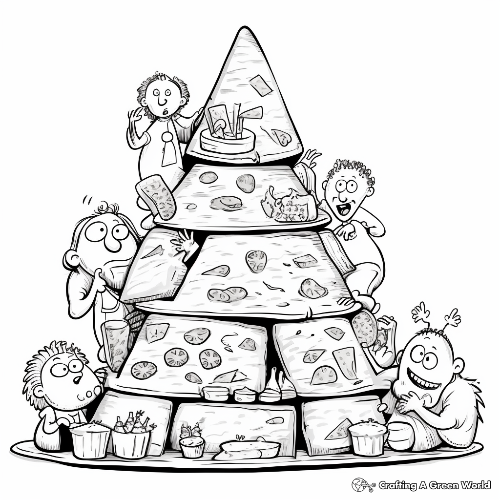 Stacked Pizza Slice Coloring Page for Children 2