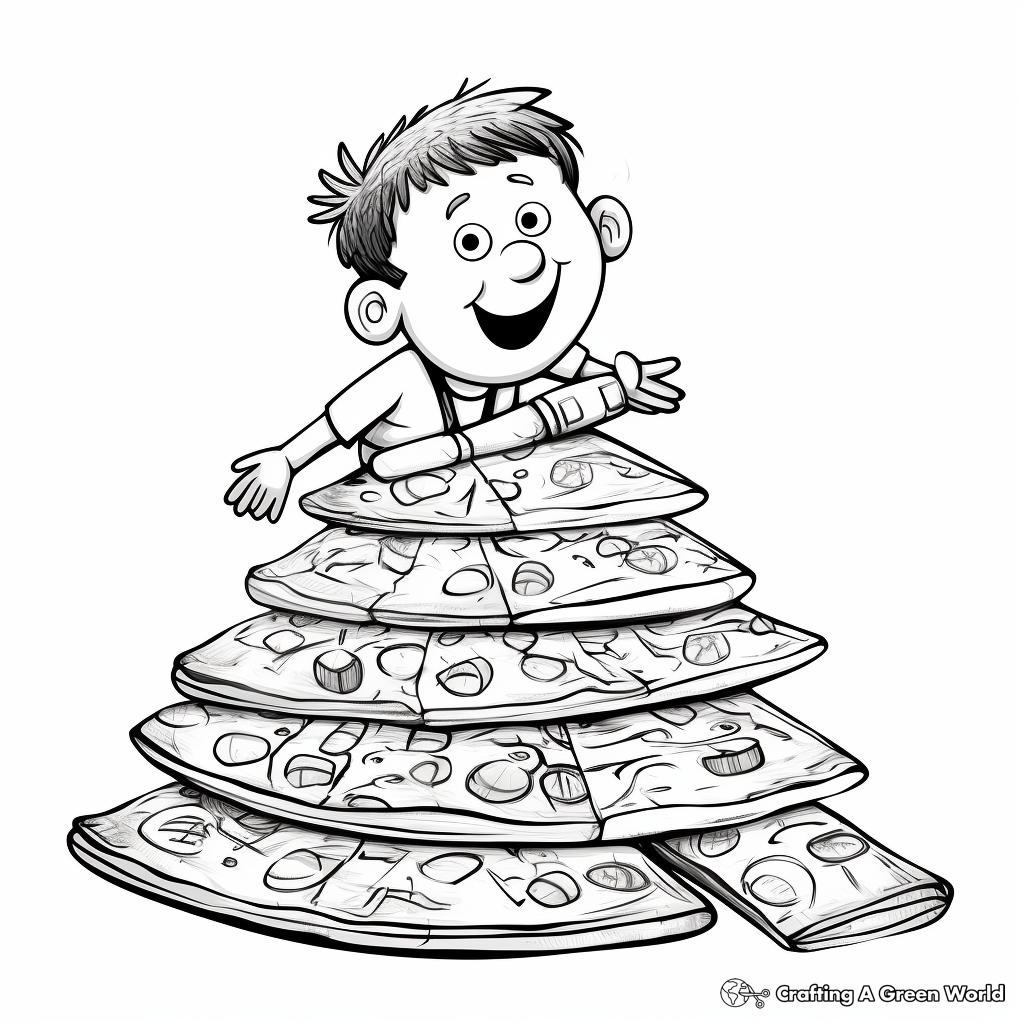 Stacked Pizza Slice Coloring Page for Children 3