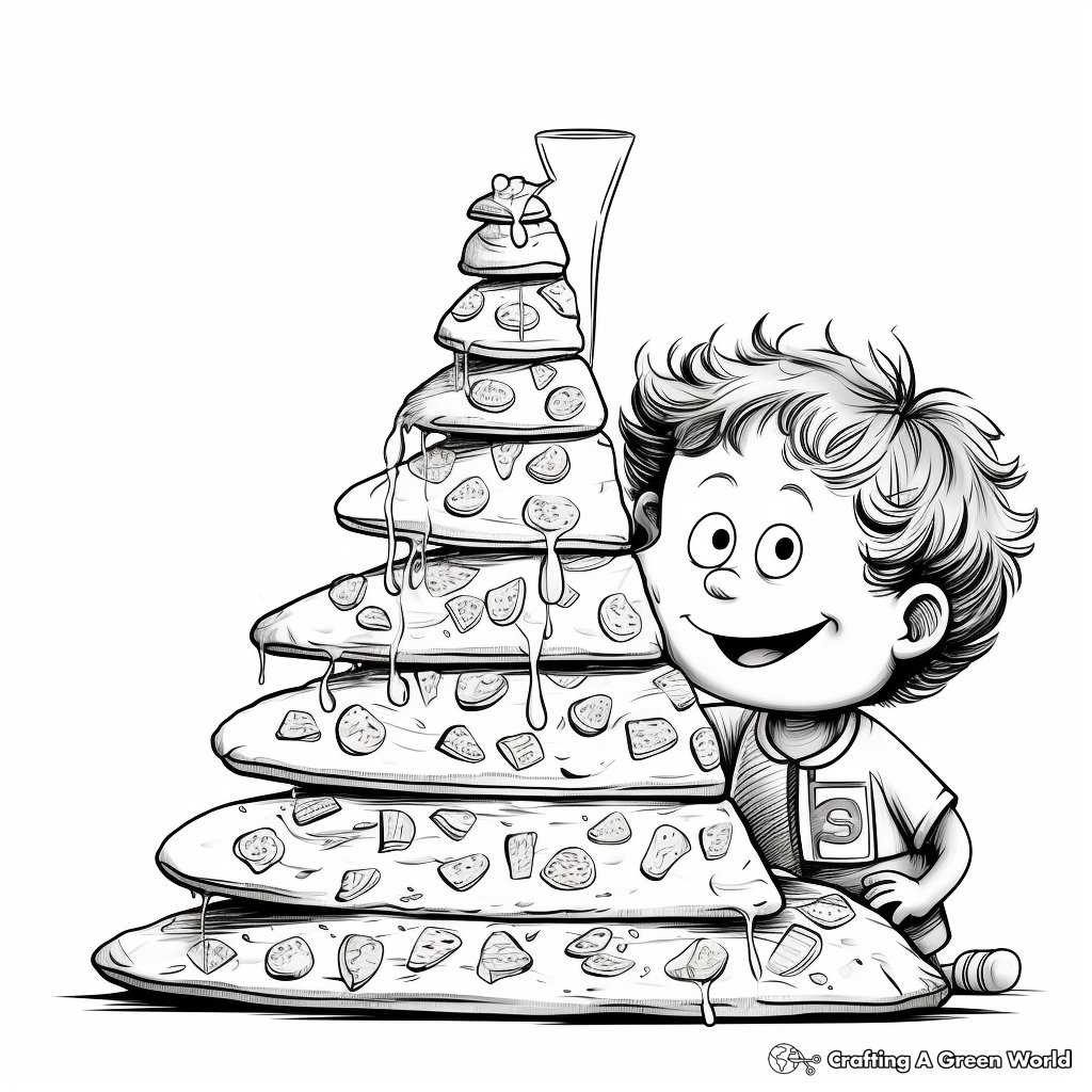 Stacked Pizza Slice Coloring Page for Children 4