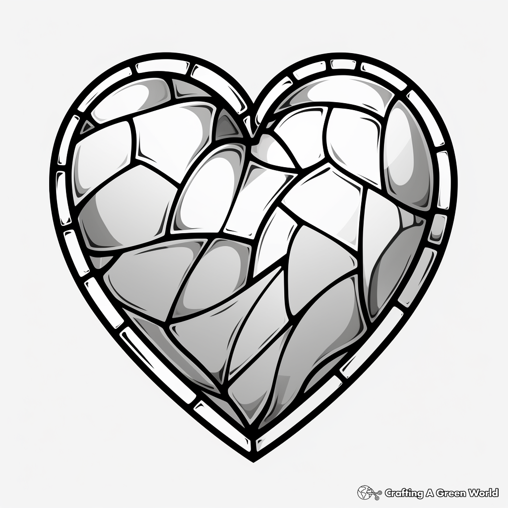 Stained Glass Inspired Broken Heart Coloring Pages 1