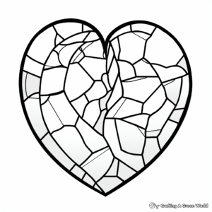 Stained Glass Inspired Broken Heart Coloring Pages 2