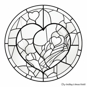 Stained Glass Inspired Broken Heart Coloring Pages 4