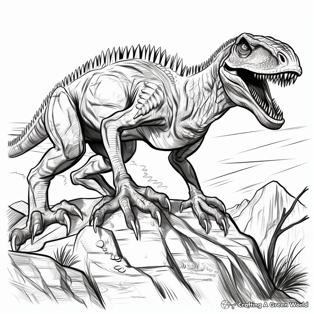 Stalking Theropods: Utahraptor Coloring Pages 1