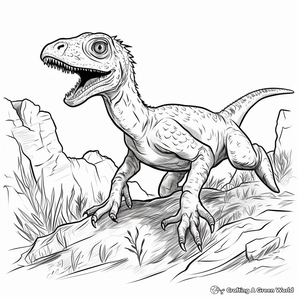Stalking Theropods: Utahraptor Coloring Pages 3