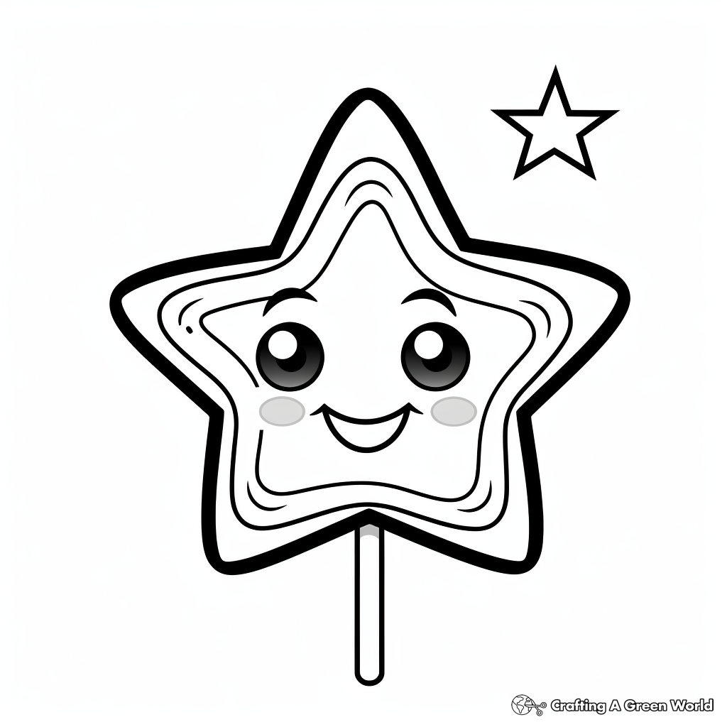 Star-shaped Lollipop Coloring Pages for Kids 1