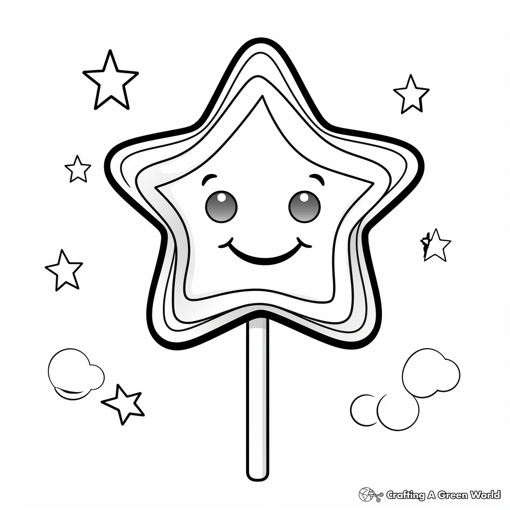 Star-shaped Lollipop Coloring Pages for Kids 3