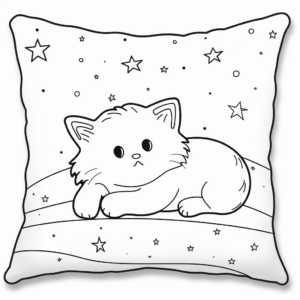 Starry Night Pillow Cat Coloring Pages 1