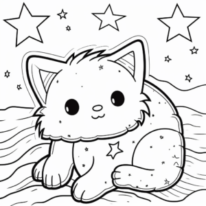 Starry Night Pillow Cat Coloring Pages 2