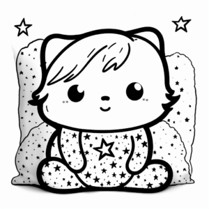 Starry Night Pillow Cat Coloring Pages 3