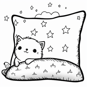Starry Night Pillow Cat Coloring Pages 4