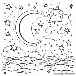Starry Night Sky Coloring Pages 1