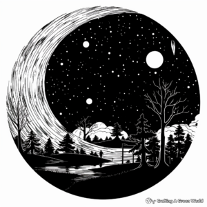Starry Night Sky With Black Hole Coloring Pages 3