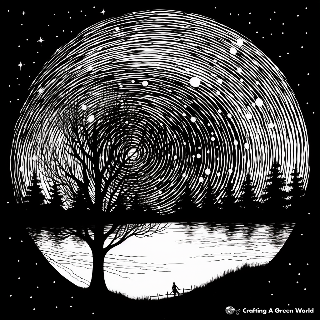 Starry Night Sky With Black Hole Coloring Pages 4