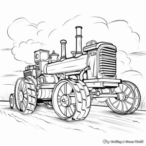 Steam Powered Threshing Tractor Coloring Pages 4