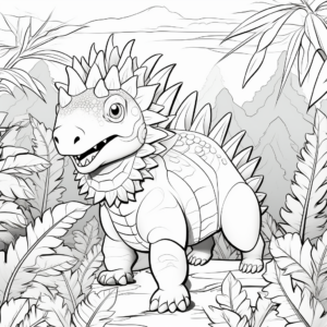 Stegosaurus Among Ferns: Nature Scene Coloring Pages 1