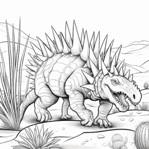 Stegosaurus and Predators: Survival Scene Coloring Pages 3
