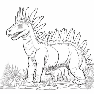 Stegosaurus Families in Prehistoric Land Coloring Sheets 4