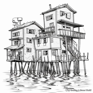 Stilt House Coloring Pages: Houses on Water 3