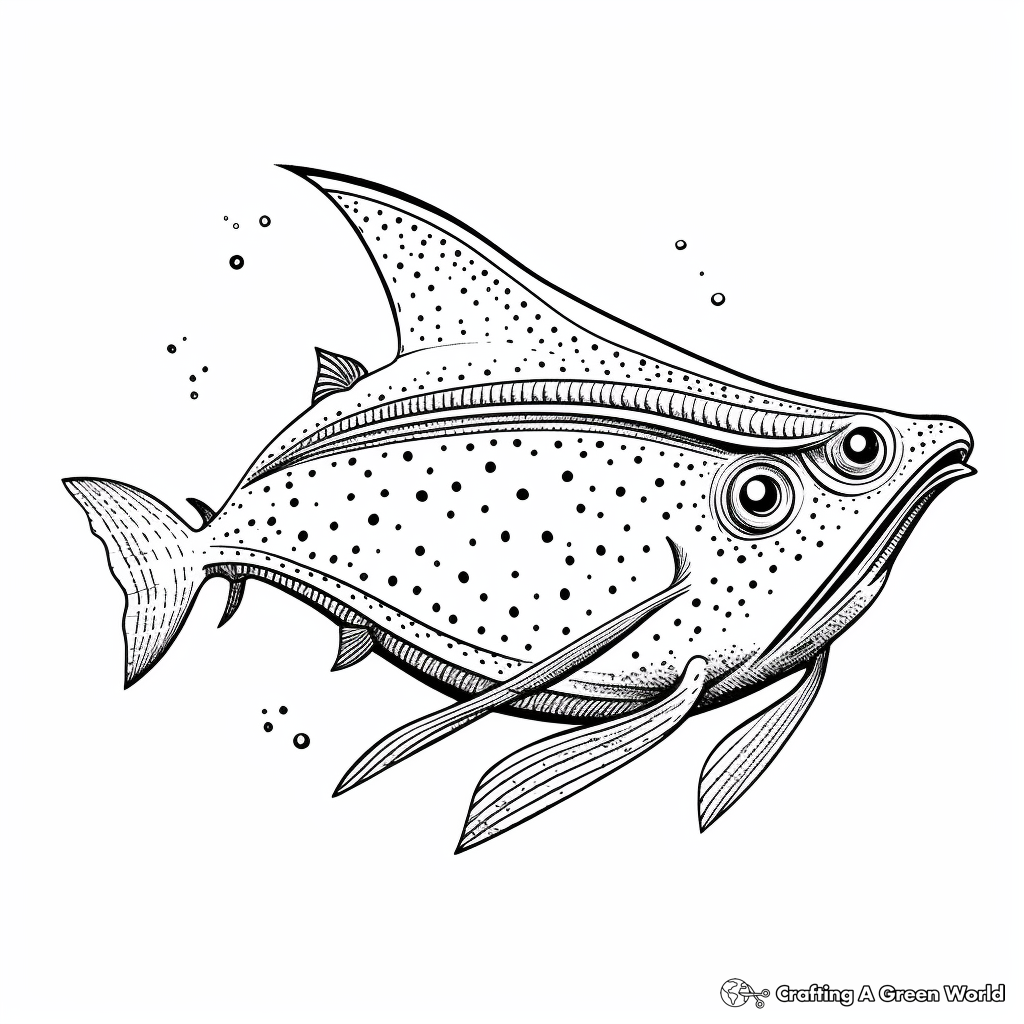 Stingray Cartoon Detailed Coloring Pages for Adults 1