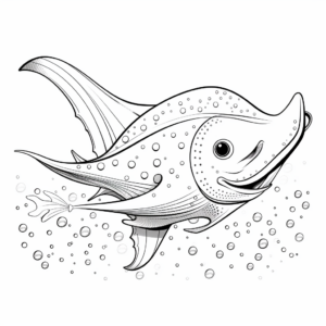 Stingray Cartoon Detailed Coloring Pages for Adults 3