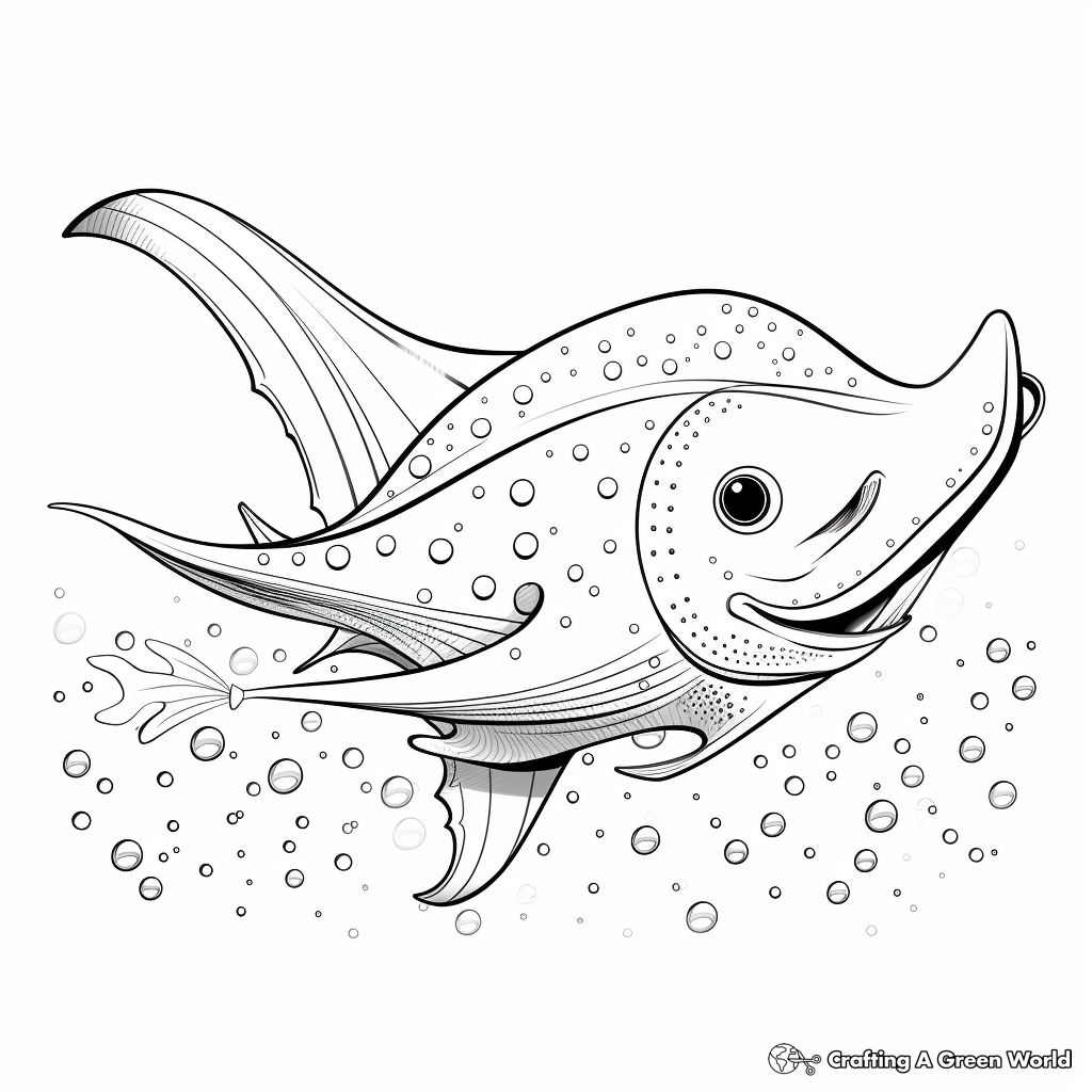 Stingray Cartoon Detailed Coloring Pages for Adults 3