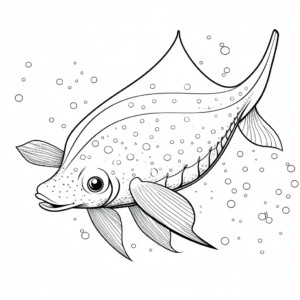 Stingray Cartoon Detailed Coloring Pages for Adults 4