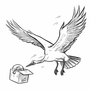 Stork Delivering Baby Coloring Pages 2