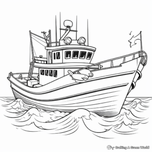 Stormy Seas Fishing Boat Coloring Pages 2