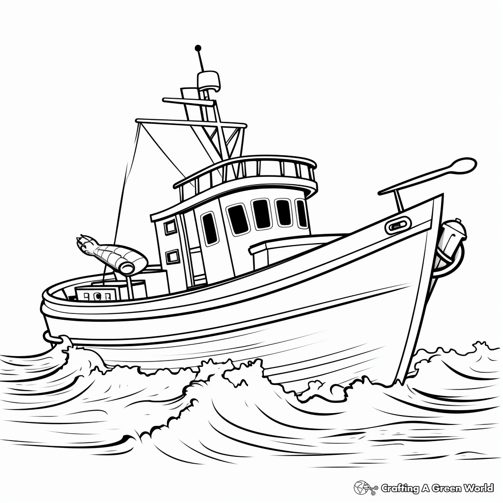 Stormy Seas Fishing Boat Coloring Pages 4
