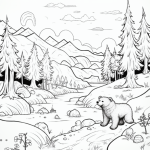 Storybook Illustration of Bear Hunt Coloring Pages 1