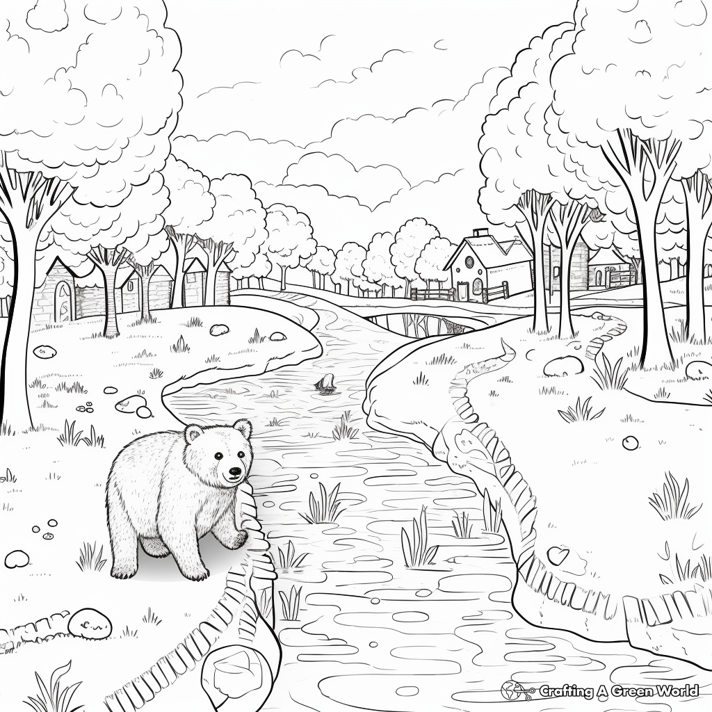 Storybook Illustration of Bear Hunt Coloring Pages 2