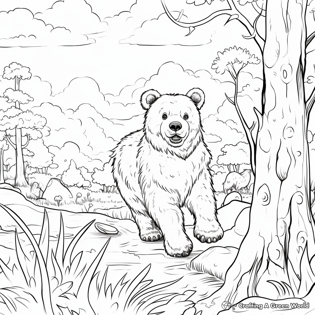 Storybook Illustration of Bear Hunt Coloring Pages 3