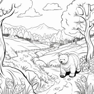 Storybook Illustration of Bear Hunt Coloring Pages 4