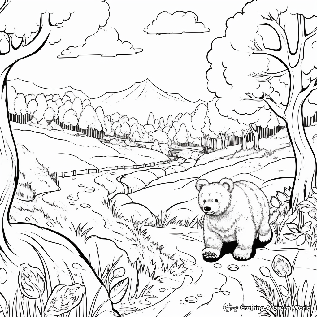 Storybook Illustration of Bear Hunt Coloring Pages 4