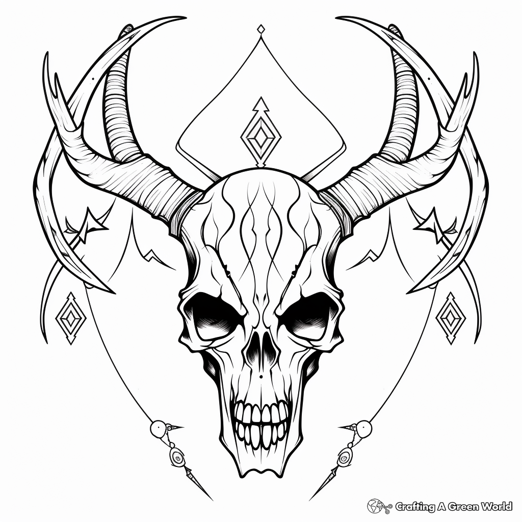Strange Alchemy Symbol Deer Skull Coloring Pages 2