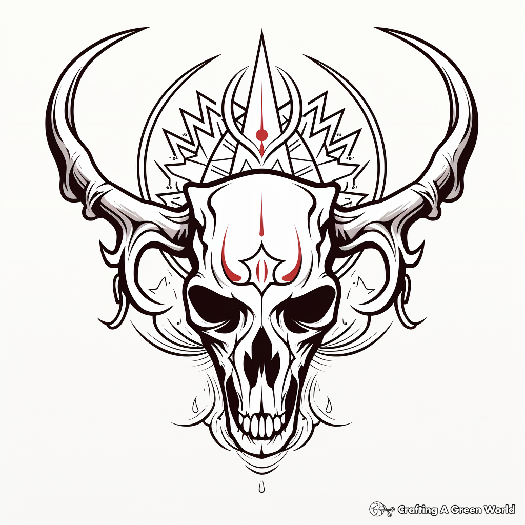 Strange Alchemy Symbol Deer Skull Coloring Pages 4